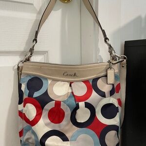 Coach logo tote with crossbody straps